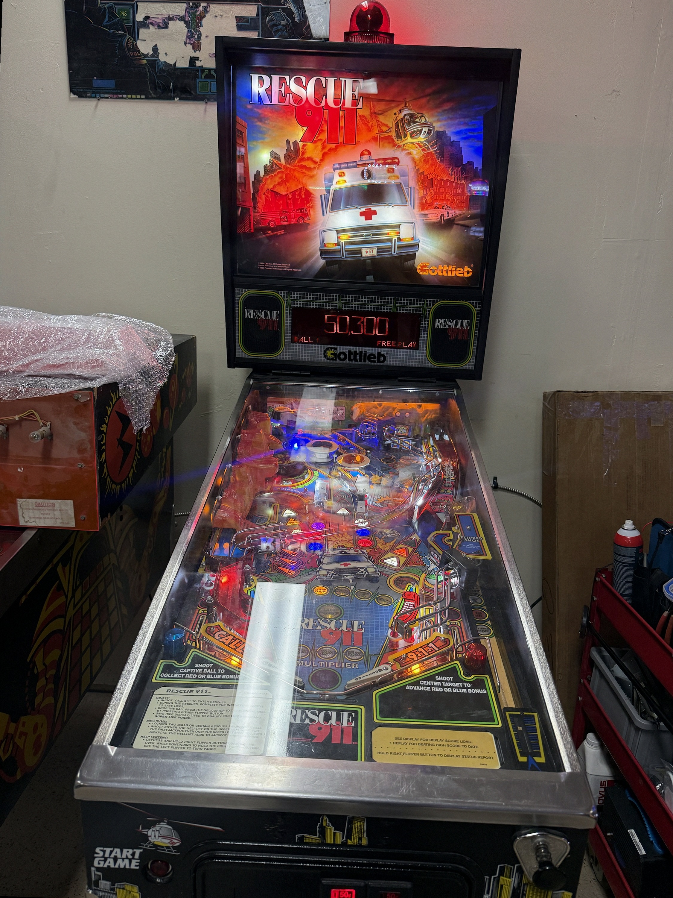 Gottlieb Rescue 911 Electro-Mechanical Pinball